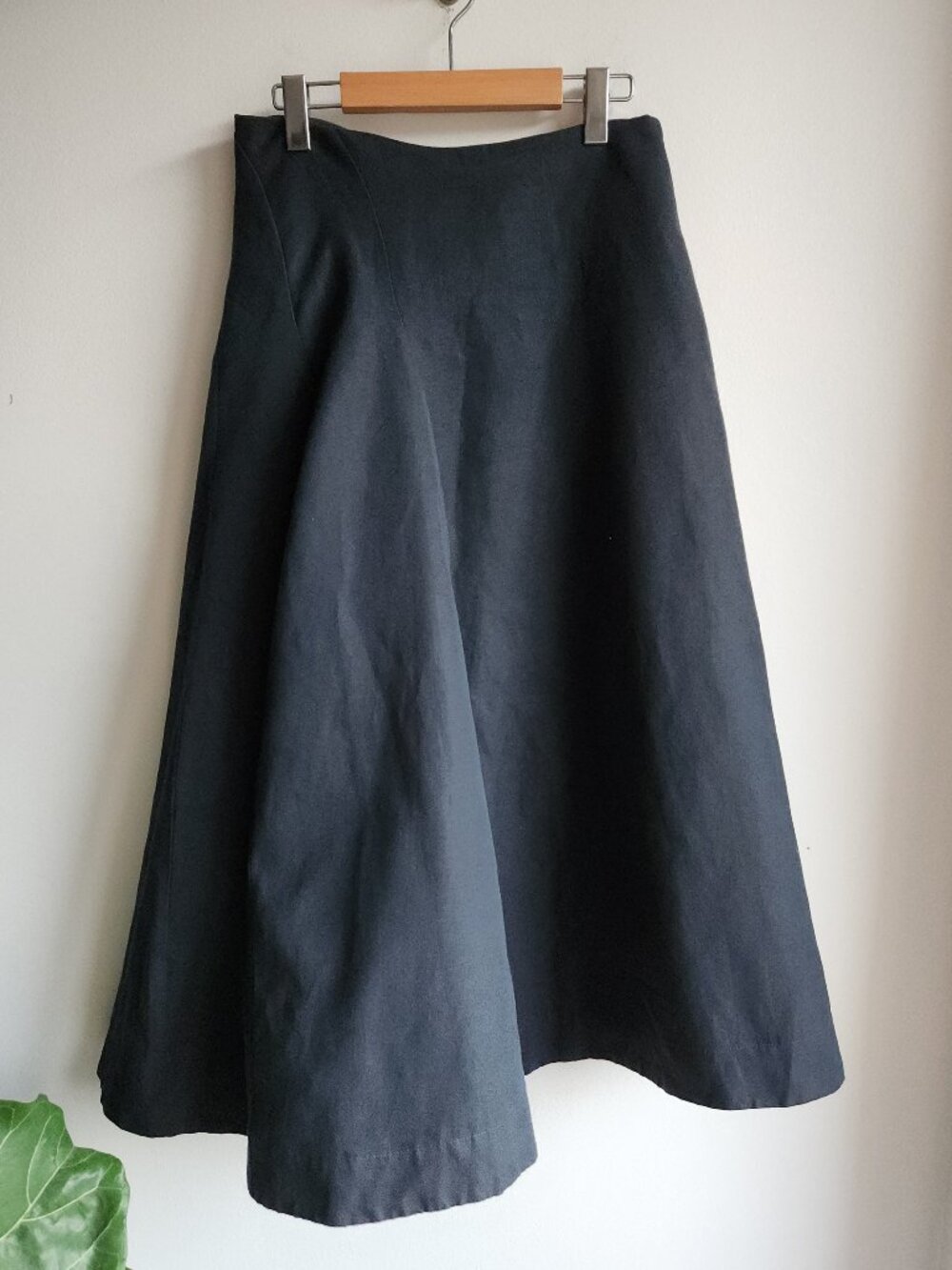 BITE Charcoal Blue Organic Linen & Cotton Maxi Designer Skirt - US 6-8 or M